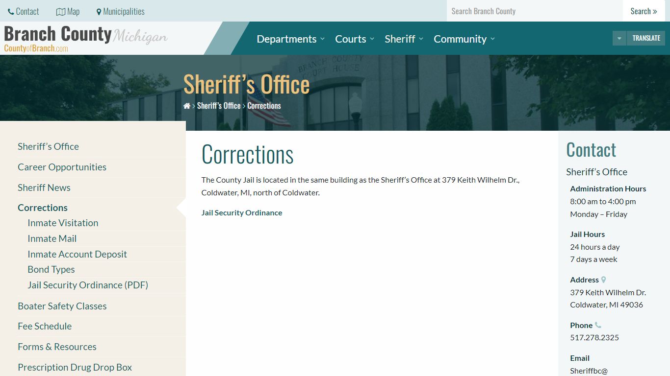 Corrections – Branch County, Michigan